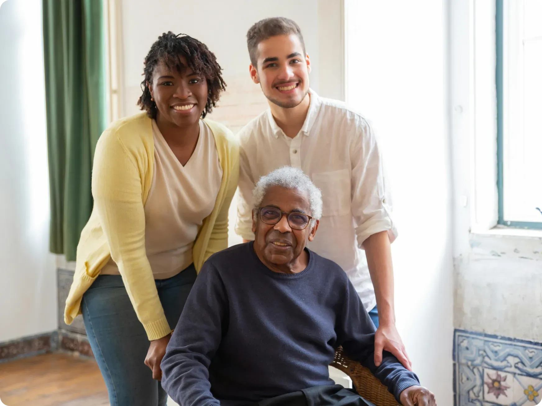 Elderly Man and Carers [content]