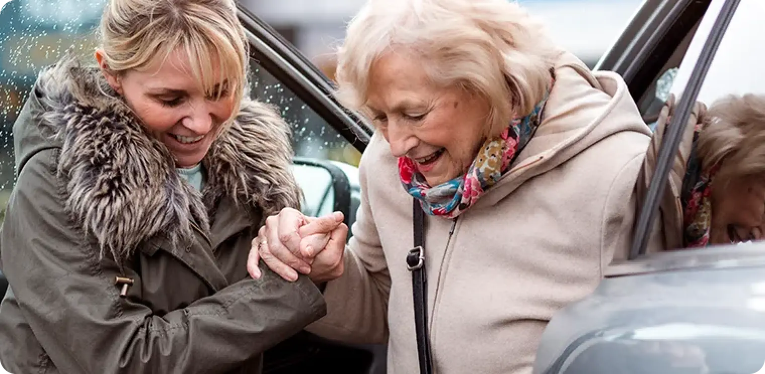 Elderly Getting out of Car [header]